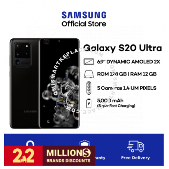 Samsung Galaxy S20 Ultra (G988) (Black, Grey, White) - 12GB RAM - 128GB ROM - 6.9 inch - Android Handphone