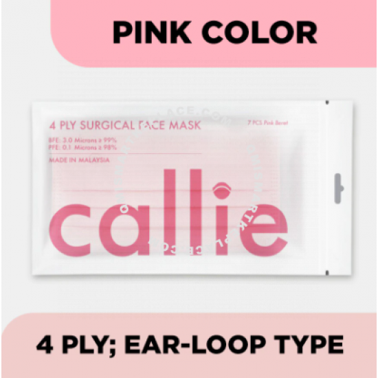 CALLIE 4Ply Premium Surgical Face Mask Pink 7s