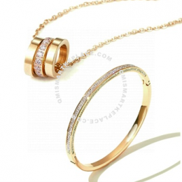 CELOVIS - Marilyn Bangle Paired with Lynne Necklace Jewellery Set in Gold