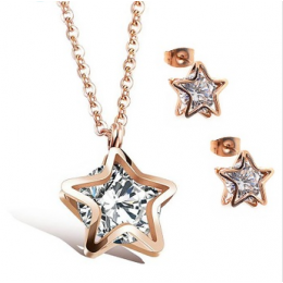 CELOVIS - Avvia Star Frame Zirconia Necklace + Earrings Jewellery Set in Rose Gold