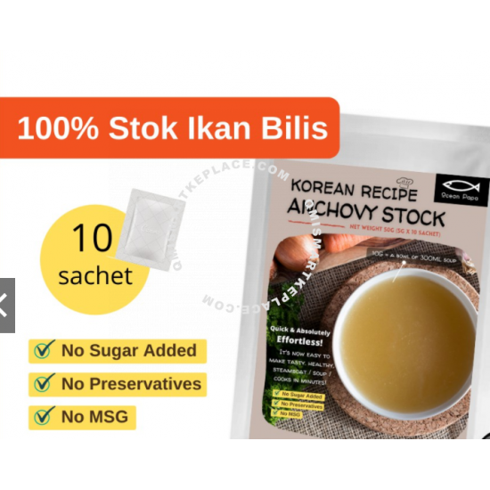 [Korean Recipe] 100% Stok Ikan Bilis - Ocean Papa Anchovy Stock Powder (5g X 10 sachet)