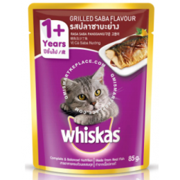 WHISKAS Cat Wet Food Pouch Grilled Saba 80gm