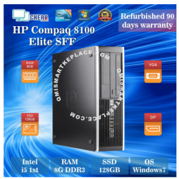 Core i5 8GB RAM 128GB SSD HP Compaq 8100 Elite SFF desktop PC refurbished computer CPU 90 days warranty