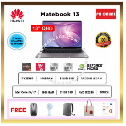 Huawei MateBook 13 2020 - AMD Ryzen 5 / Intel core i5 / core i7 /16GB RAM /512GB SSD /13 QHD IPS /Win 10 /2 Years