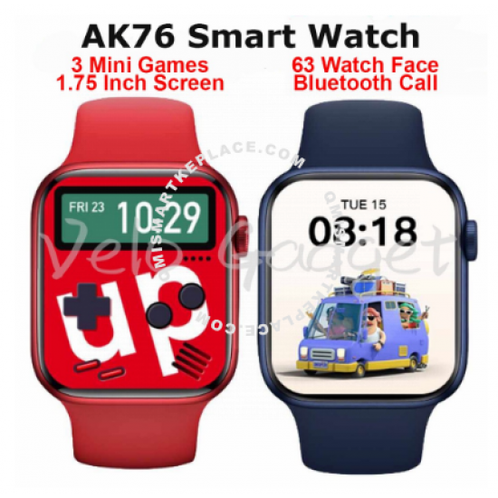 [Malaysia Stock] AK76 Smart Watch With 3 Mini Game 1.75 Inch Touch Screen Music Bluetooth Call Heart Rate Blood Pressur