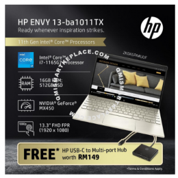 HP ENVY 13-ba1011TX (I7-1165G7/16GB/512GB/MX450 2GB/13.3FHD/W10H)