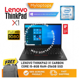 LENOVO THINKPAD X1 CARBON [CORE i5-5TH GEN / 8GB RAM / 256GB SSD] ULTRABOOK / WINDOWS 10 PRO / FREE LENOVO BAGPACK
