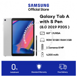 Samsung Galaxy Tab A 8.0 2019 (P205) with S Pen (Black/ Grey) - 3GB RAM - 32GB ROM - 8 inch - Android Tablet