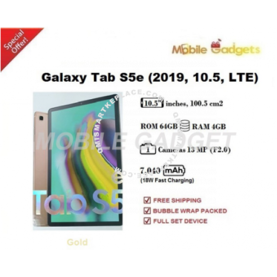 Samsung Galaxy Tab S5e (SM-T725) (4GB+64GB) *LTE Version* 10.5 inch Tablet 4.9 57 Ratings 88 Sold