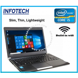 ( HDMI) Toshiba Slim Intel i5 , 4GB or 8GB ddr3 , 320GB hdd ssd, vga , w10pro , laptop notebook netbook ( optional i3 )
